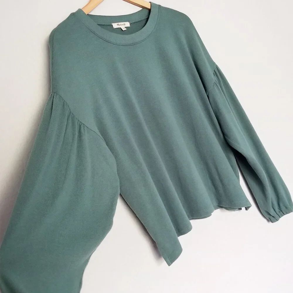 Madewell Dreamiest Knit Long-Sleeve Tee Size M Simply Sage Green Balloon Slv $68 - Picture 9 of 15